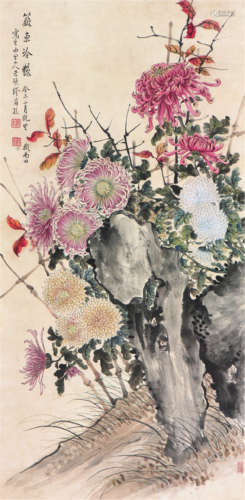 缪谷瑛(1875-1955) 篱东冷艳 设色 纸本立轴