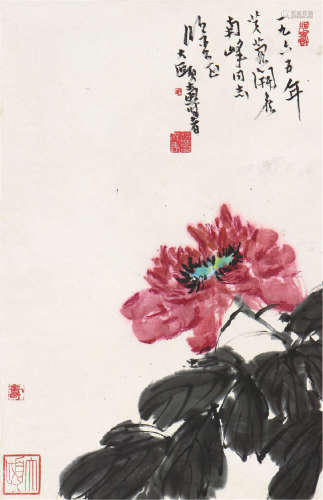 潘天寿(1897-1971) 芙蓉花开 设色 纸本镜片