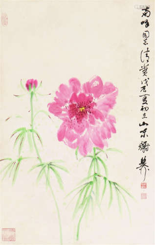 谢稚柳(1910-1997) 芙蓉 设色 纸本镜片