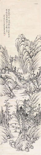 奚 冈(1746-1803) 古木溪亭 设色 纸本立轴