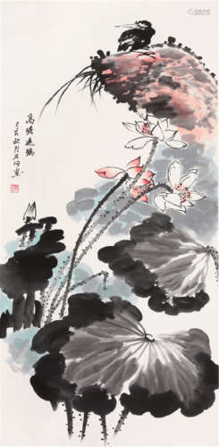 刘石冈(b.1974) 高瞻远瞩 设色 纸本镜片