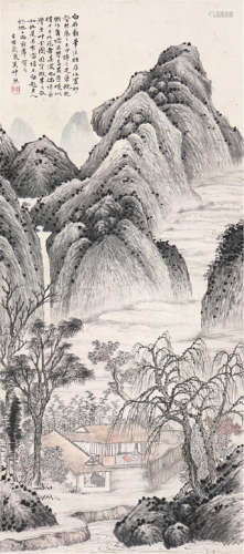 吴仲熊(1899-?) 湾东草堂图 设色 纸本立轴