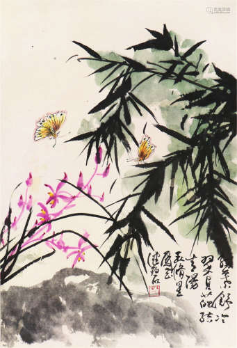 陈佩秋(1923-2020) 蝶恋花 设色 纸本立轴