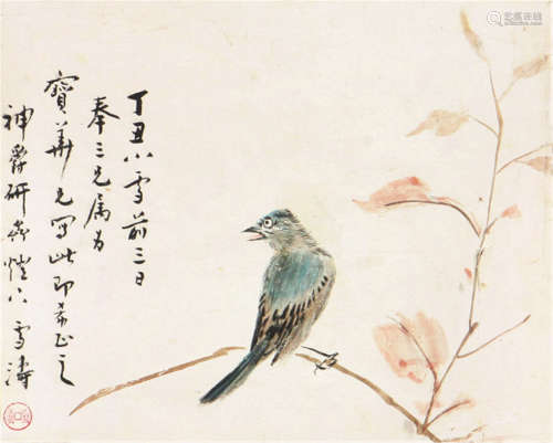 王雪涛(1903-1982) 登枝图 设色 纸本镜片