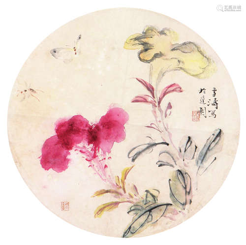 王雪涛(1903-1982) 蝶恋花 设色 纸本镜片