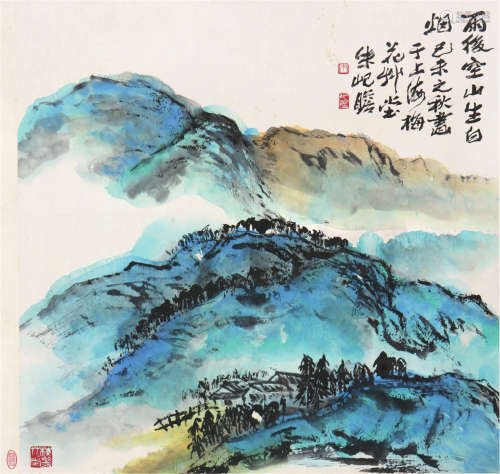朱屺瞻(1892-1996) 雨后空山 设色 纸本镜片