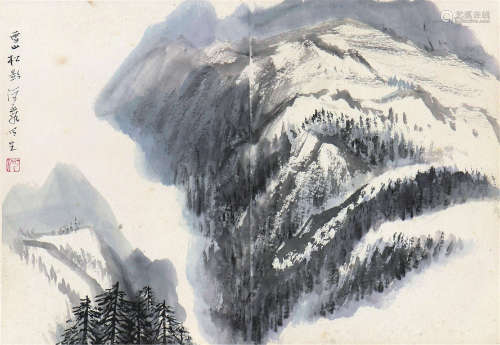 何海霞(1908-1998) 雪山松影 设色 纸本立轴