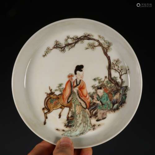 A Porcelain Gucai Story Plate With Mark