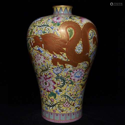 A Porcelain Famille Rose Gilt Plum Bottle