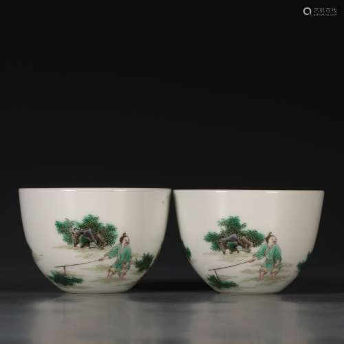 A Porcelain Gucai Story Cup With Mark