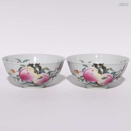 Pair Of Famille Rose Longevous Bowls