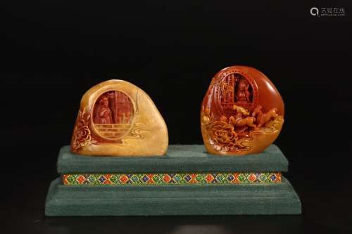 Pair Of Furong Stone Ornament