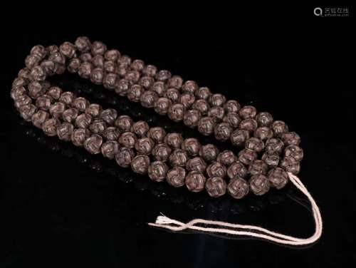An Agarwood Rosary With Pattern