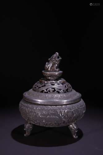 A Silver Story Carved Censer