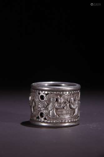 A Silver Story Carved Ring