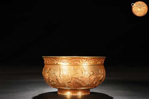 A Gilt Bronze Bowl With Phoenix&Peony Carving