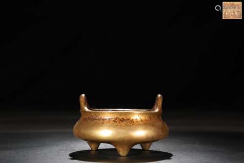 A Gilt Bronze Censer With Beast Carving