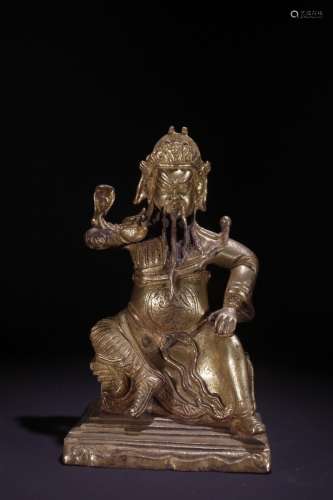 A Gilt Bronze Guanyu Ornament