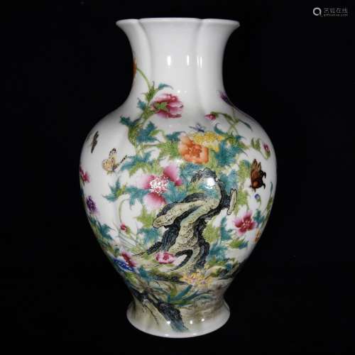 A Porcelain Enameled Floral Vase