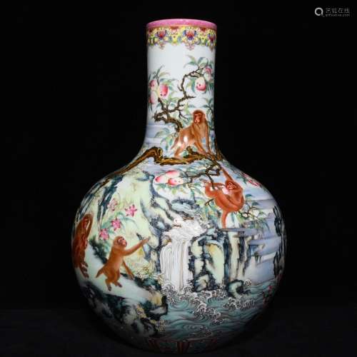 A Porcelain Famille Rose Bottle Vase
