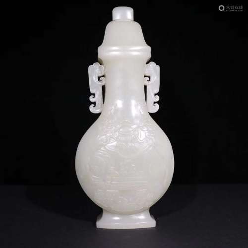 A Hetian Jade Vase With Auspicious Pattern