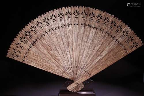 An Agarwood Folding Fan Ornament