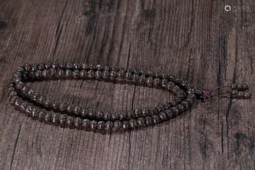 An Agarwood 108-Bead Lotus Pattern Rosary