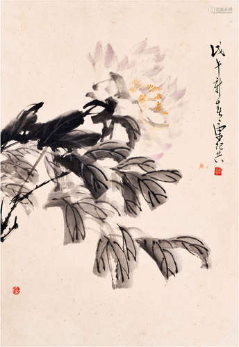 康师尧 花鸟 镜心