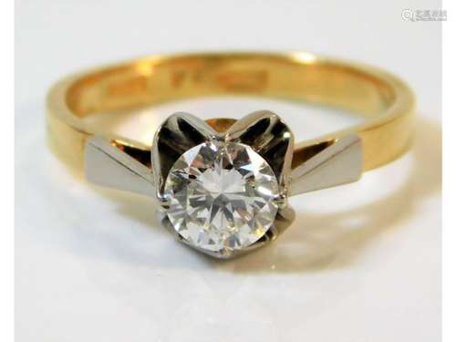 An 18ct gold ring set with a lively diamond of good clarity approx. 0.7ct 3.4g, size L