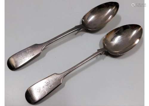 A pair of 1871 Victorian Exeter silver fiddle back