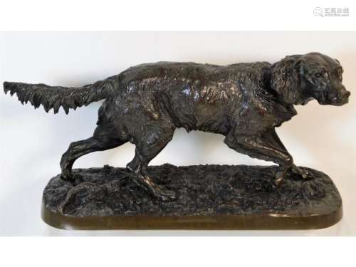 A 19thC. Coalbrookdale bronze figure of setter hun