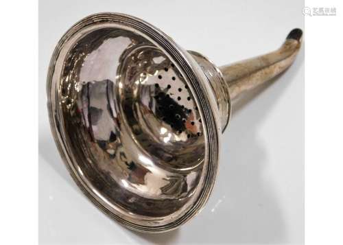 A Georgian silver wine funnel, loss of side clip,