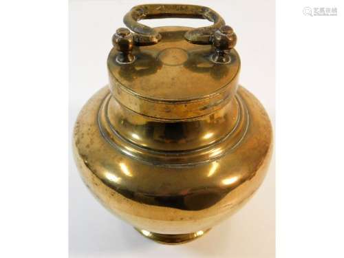 A 19thC. Chinese heavy gauge brass screw top lidde