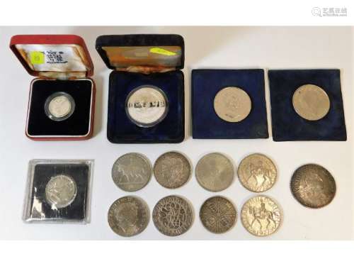 A quantity of coins & crowns including a silver 18