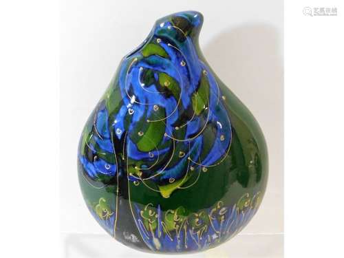 An Anita Harris Poole teardrop vase 8.625in high