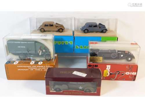 Five boxed model diecast vehicles: Two Elicor Citr