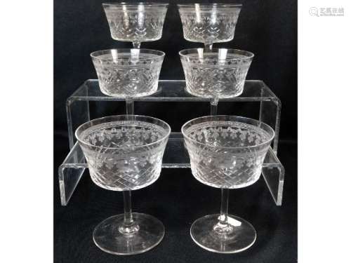 A set of six decorative Edwardian champagne glass