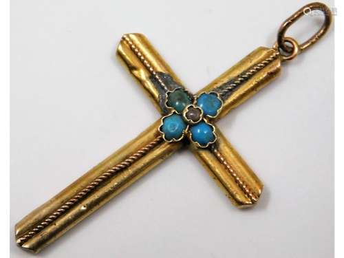 A 19thC. yellow metal cross, tests as 12ct gold, s