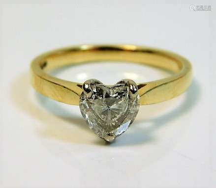 An 18ct gold heart shaped cut diamond solitaire ap