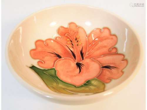 A Moorcroft pottery trinket hibiscus bowl 4.5in di