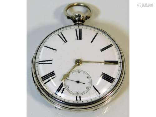 A London silver fusee pocket watch, 2in diameter,