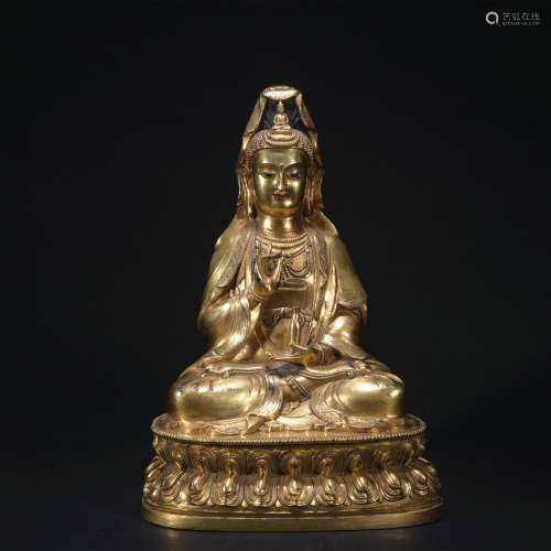 A gilt-bronze figure of Avalokiteshvara