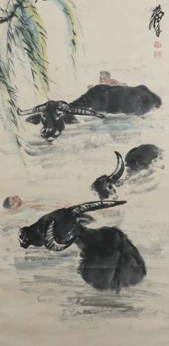 A Huang zhou's cattle painting