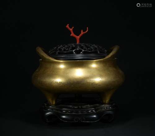 A gilt-bronze incense burner