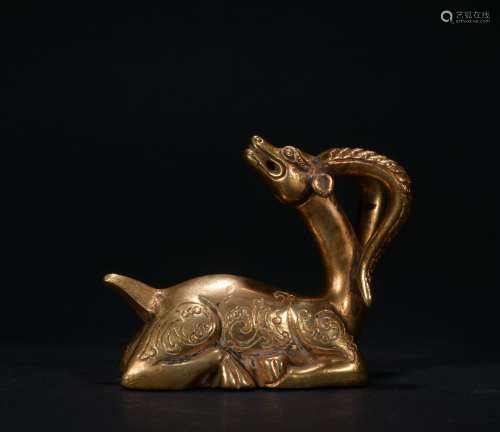 A gilt-bronze goat ornament