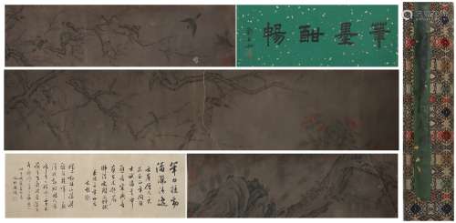 A Fang ya's flowers and birds hand scroll