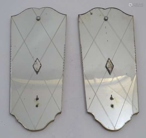 A pair of 20thC mirrored reflector sections for use with a girandole. 10 1/2