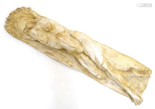 A 20thC plaster sculpture modelled as a nude woman, signed in initials by the artist Kate Dixon