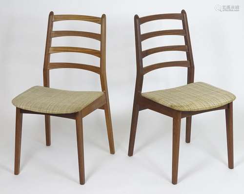 Vintage Retro, Mid Century: a pair of Danish dining chairs, the teak frames fitted with