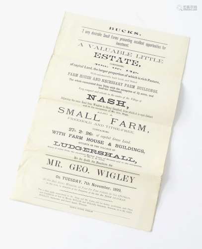 Buckinghamshire local interest : a Victorian auction brochure, A valuable little estate comprising